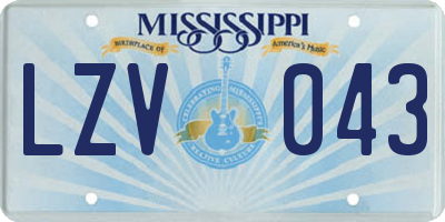 MS license plate LZV043