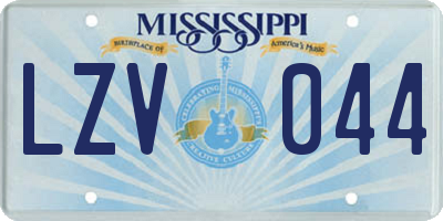MS license plate LZV044