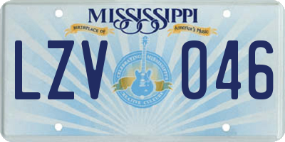 MS license plate LZV046