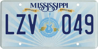 MS license plate LZV049