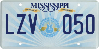 MS license plate LZV050