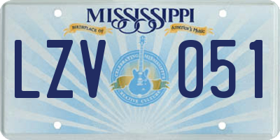 MS license plate LZV051