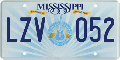 MS license plate LZV052