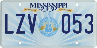 MS license plate LZV053