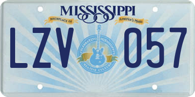 MS license plate LZV057