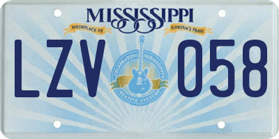 MS license plate LZV058