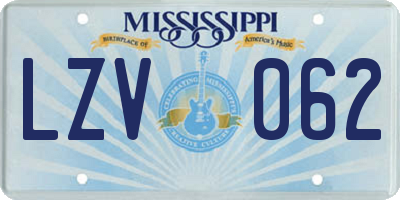 MS license plate LZV062