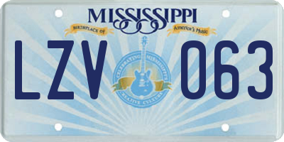 MS license plate LZV063