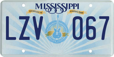 MS license plate LZV067