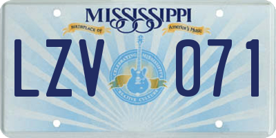 MS license plate LZV071