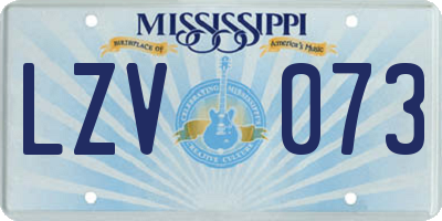 MS license plate LZV073