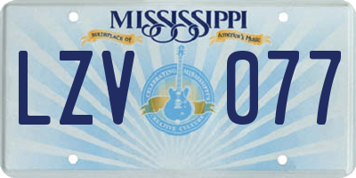 MS license plate LZV077
