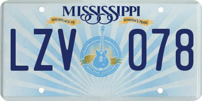 MS license plate LZV078