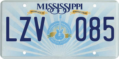MS license plate LZV085