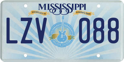 MS license plate LZV088