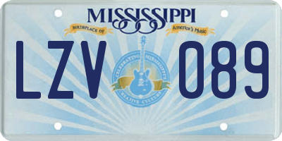 MS license plate LZV089