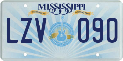 MS license plate LZV090