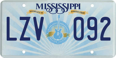 MS license plate LZV092