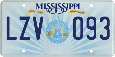 MS license plate LZV093