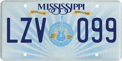 MS license plate LZV099
