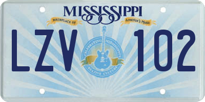 MS license plate LZV102