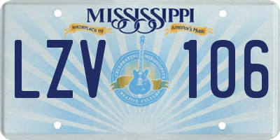 MS license plate LZV106