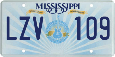 MS license plate LZV109