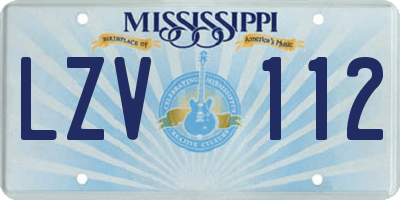 MS license plate LZV112