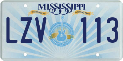 MS license plate LZV113