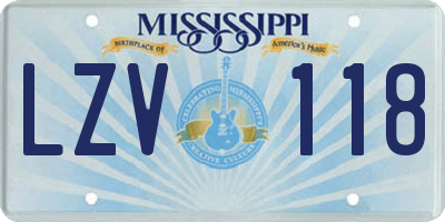 MS license plate LZV118