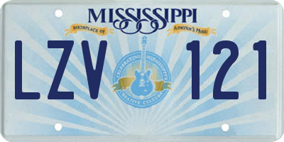 MS license plate LZV121