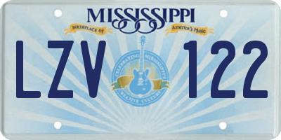 MS license plate LZV122
