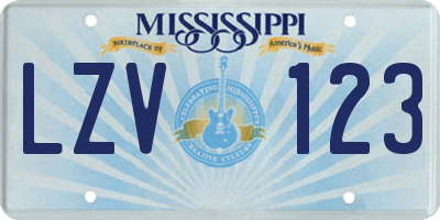 MS license plate LZV123