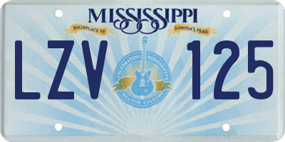 MS license plate LZV125