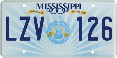 MS license plate LZV126