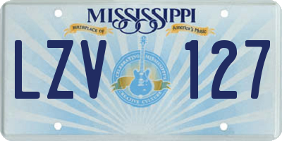 MS license plate LZV127