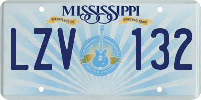 MS license plate LZV132