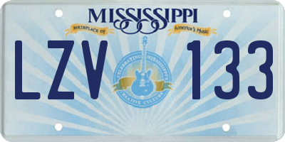 MS license plate LZV133