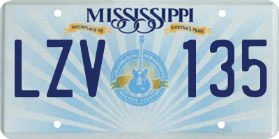 MS license plate LZV135