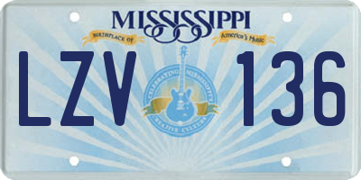 MS license plate LZV136