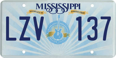 MS license plate LZV137
