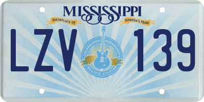 MS license plate LZV139