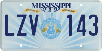 MS license plate LZV143