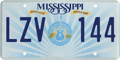 MS license plate LZV144
