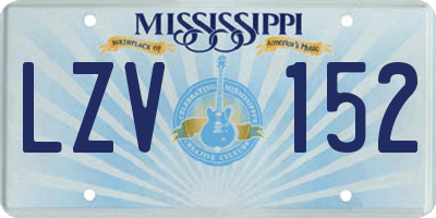 MS license plate LZV152