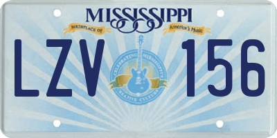 MS license plate LZV156