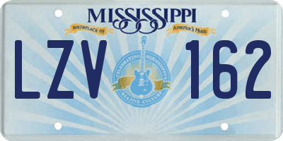 MS license plate LZV162