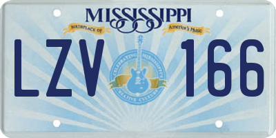 MS license plate LZV166