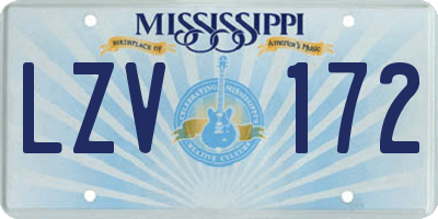 MS license plate LZV172