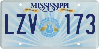 MS license plate LZV173